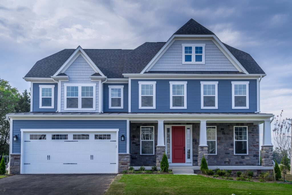 A house with new blue siding