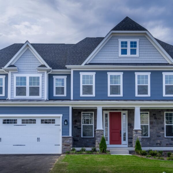 A house with new blue siding